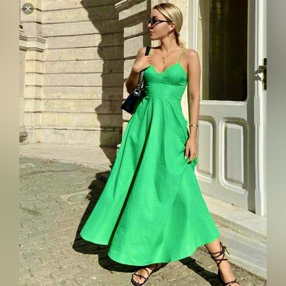 ZARA Green Midi Dress